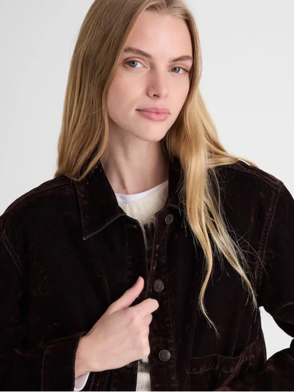 Madewell Flocked Denim Chore Jacket size medium Brown Velvet equestrian vintage